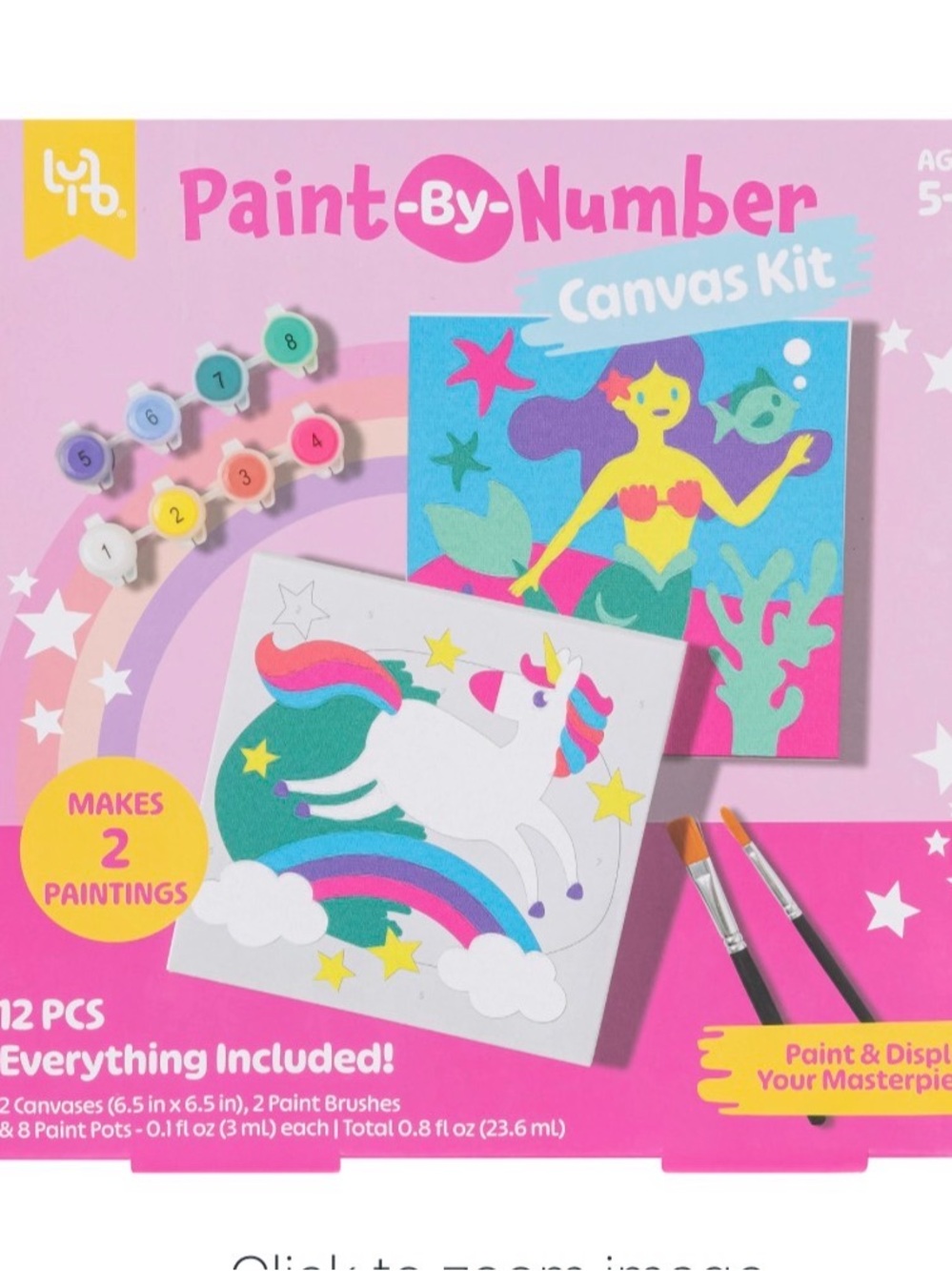 Unicorn & Mermaid Paint-By-Number Canvas Kit Sealed